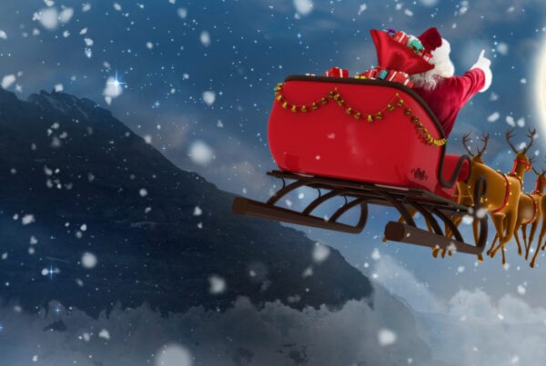 santa sleigh with reindeer